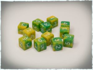 Toxicity d6 dice set, 12 pcs