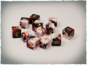 Blood And Milk d6 dice set, 12 pcs