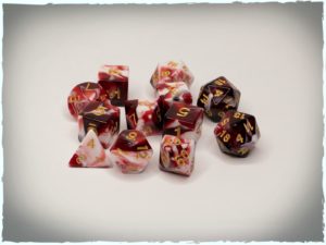 Blood And Milk polyhedral dice set, 12 pcs