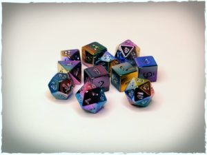 Rainbow polyhedral dice set, 12 pcs