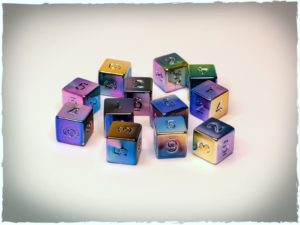 Rainbow d6 dice set, 12 pcs
