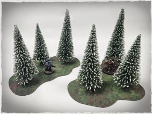Model trees - 32 mm scale, snowy fir trees 6 pcs set